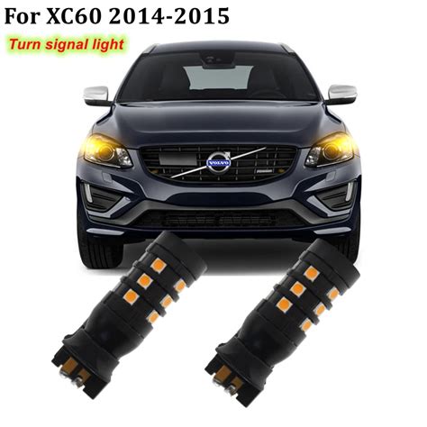 2x Amber White Pw24w Pwy24w Canbus Led Bulbs For 2014 2015 Volvo Xc60 Turn Signal Light