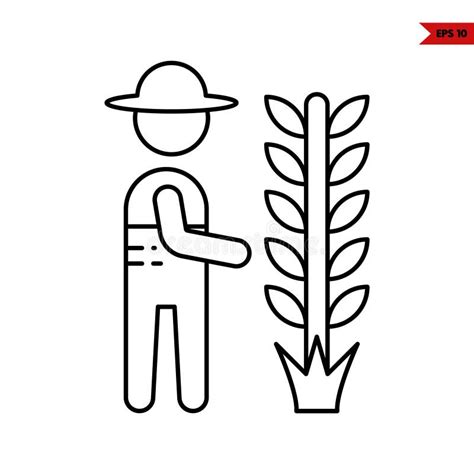 Icono De La Línea Del Agricultor Ilustración del Vector Ilustración