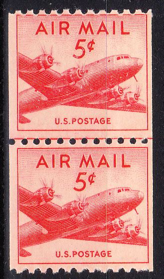 MOstamps US Scott C37 Mint OG NH Coil Line Pair Lot DS 5749