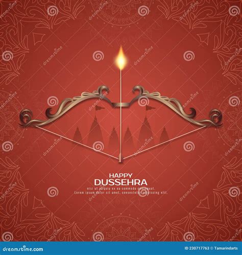 Happy Dussehra Festival Background With Bow And Arrow Design Stock