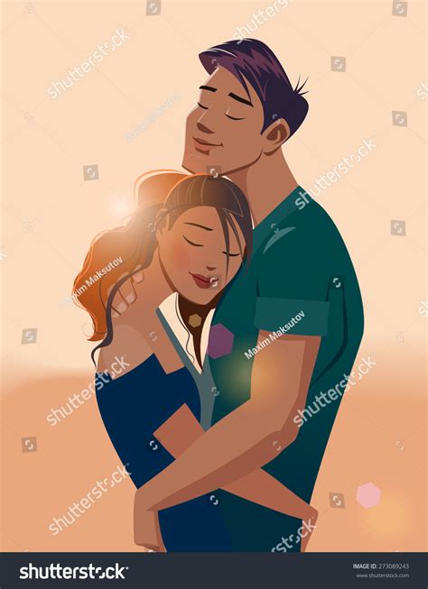 Embraces Loving Couple Stock Vector Royalty Free 273089243 Shutterstock