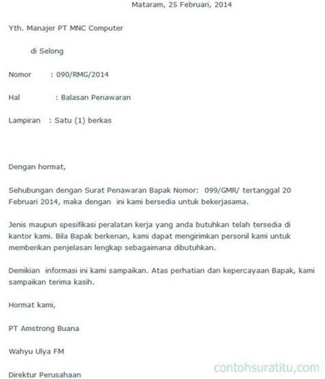 Detail Contoh Surat Penawaran Dan Balasannya Koleksi Nomer