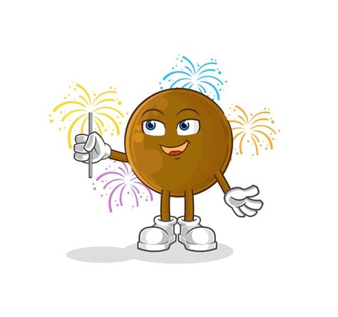 Premium Vector Avocado Stone With Fireworks Mascot Cartoon Vector