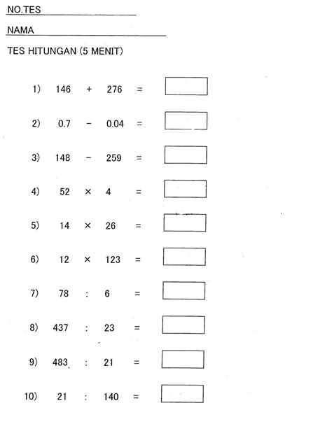 Contoh Tes Psikotes Matematika Dasar