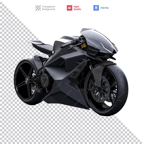 Premium Psd Black Motorcycle On White Background