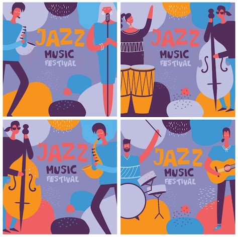 Premium Vector Colorful Jazz Festival Musicians Singers And Musical