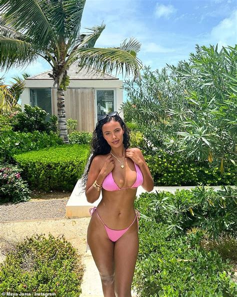 Maya Jama Sends Fans Into A Frenzy In A Barely There String Pink Bikini