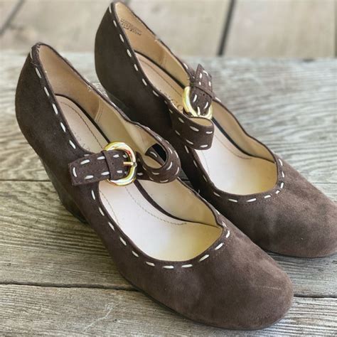 Franco Sarto Shoes Franco Sarto Brown Suede Mary Jane Wedges Poshmark