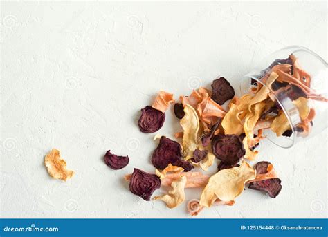 Vegetable dehydrated chips stock photo. Image of plate - 125154448