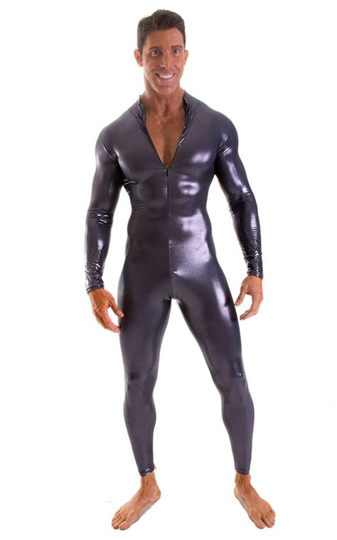 Full Bodysuit Zentai Lycra Spandex Suit For Men In Black Ice