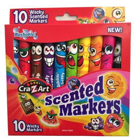 Cra Z Art Wacky Scented Markers Fruity Scents Washable Broadline 10 Count