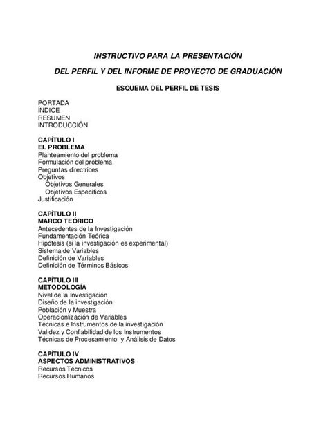 Esquema Del Informe De Tesis