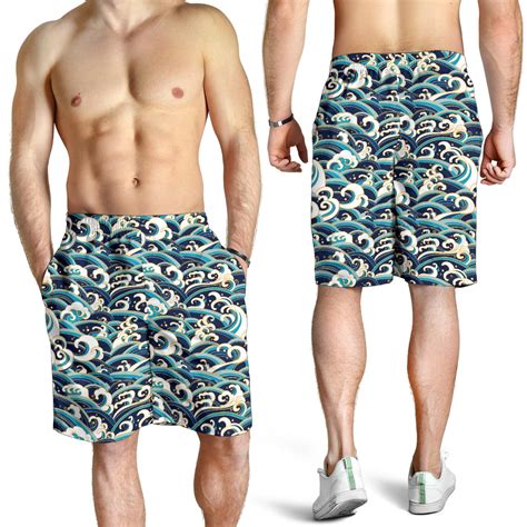 Surf Wave Pattern Mens Shorts Jorjune