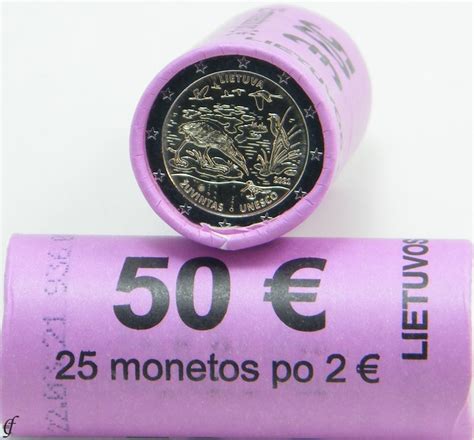 Rolle 2 Euro Gedenkmünzen Litauen 2021 Biosphärenreservat eurofischer