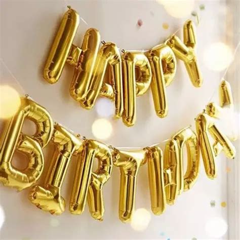 Golden Helium Happy Birthday Foil Balloon Packaging Type Packet Size