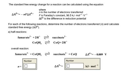 Solved The Standard Free Energy Change For A Reaction Can Be