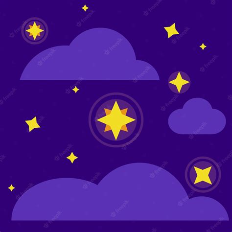 Céu Noturno Com Nuvens E Estrelas Brilhantes Ilustração Vetorial Vetor Premium