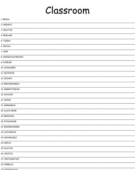 Classroom Word Scramble WordMint