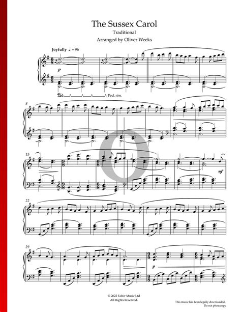 Sussex Carol Anonymous Piano Sheet Music Oktav