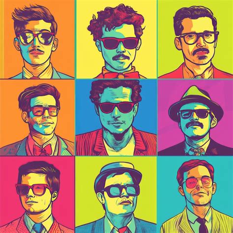 A Series Of Faces Of Men Wearing Sunglasses Premium Ai Generated Image