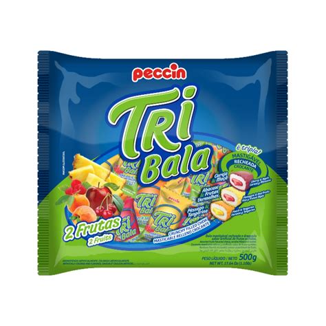 Bala Tri Bala Recheada Frutas Pacote 500g Peccin Escolha Sabores