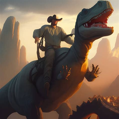 A Shot Of A Cowboy Riding A Dinosaur By Giuseppedirosso On Deviantart