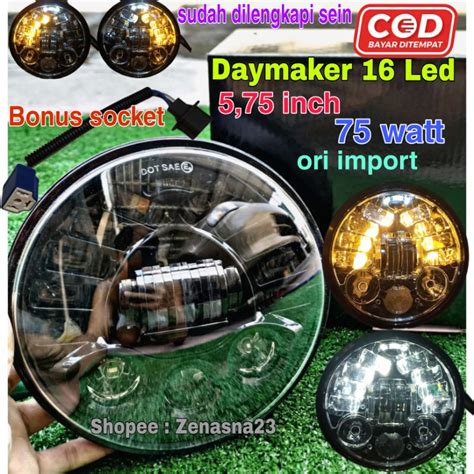 Jual LAMPU DAYMAKER 16 LED 5 75 INCH 75 WATT DUS HITAM POLOS ORI IMPORT