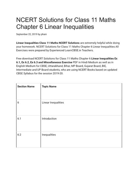 Solution Ncert Solutions For Class 11 Maths Chapter 6 Linear