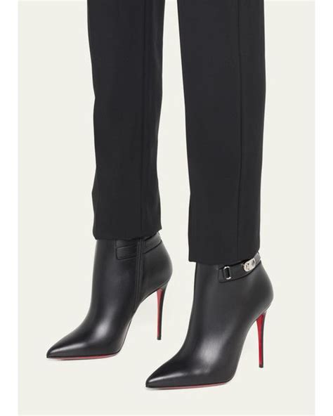 Christian Louboutin Lock So Kate Leather Red Sole Booties In Black Lyst