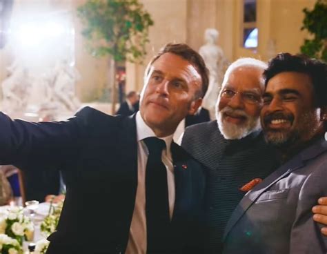 Actor Madhavan Shares His Selfie Pictures With Narendra Modi And Emmanuel Macron മാഡിക്കൊപ്പം