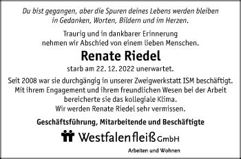 Traueranzeigen Von Renate Riedel Trauer Ms