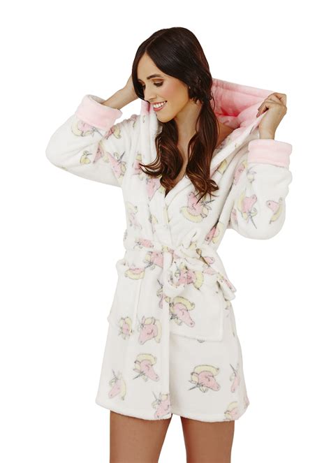 Womens Short Luxury Fleece Dressing Gown Belt Bath Robe Housecoat