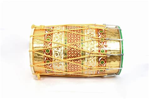 Mango Wood MeenaKari Work Folk Musical Instrument Punjabi Bhangra Dhol