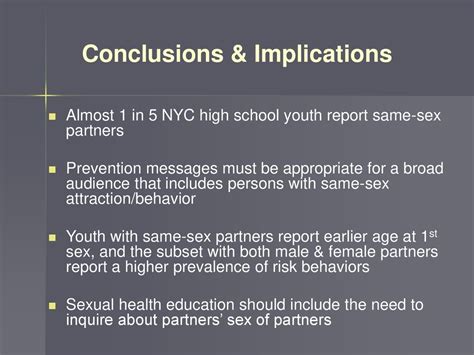 Same Sex Sexual Behavior And Sexual Risk Behaviors Among In School