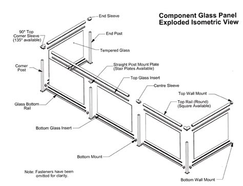 Modern Time Aluminum Co Ltd Glass Rail System Glass Glass Railings Exploded Isometric