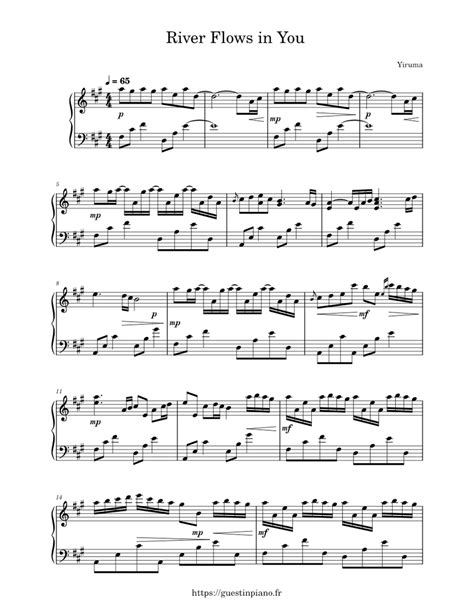 River Flows In You Yiruma Sheet Music For Piano Solo