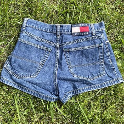 Vintage Tommy Hilfiger Light Wash Denim Booty Shorts Depop