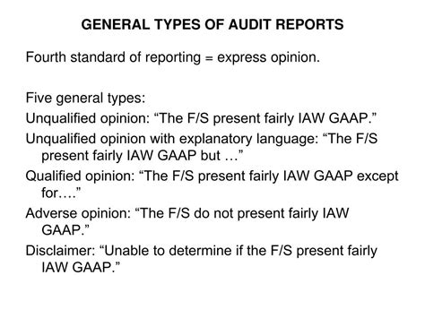 PPT GENERAL TYPES OF AUDIT REPORTS PowerPoint Presentation Free