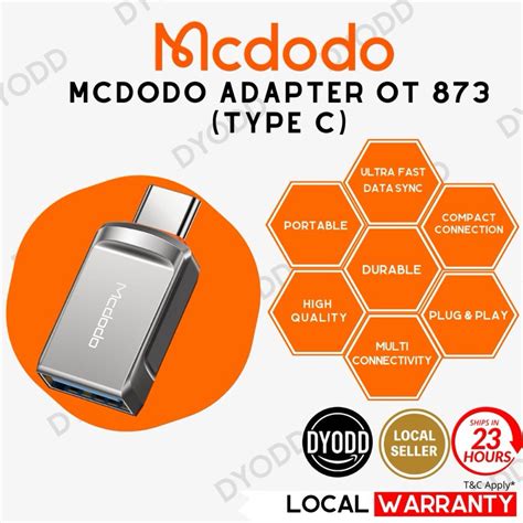 Ready Stock MCDODO OT 873 USB A 3 0 To Type C Mini OTG Adapter