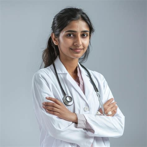 Medical Concept Of Indian Beautiful Female Doctor In White Coat With