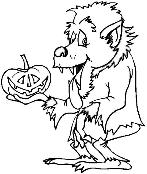 Dibujos De Hombre Lobo Con Calabaza Para Colorear Para Colorear Pintar