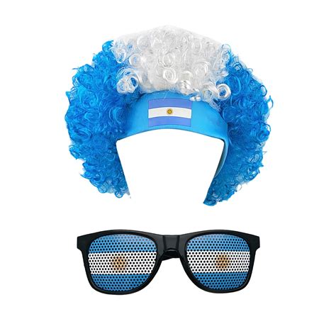 Cup Party Gear National Flag Colored Fan Wig With Stylish Glasses For A