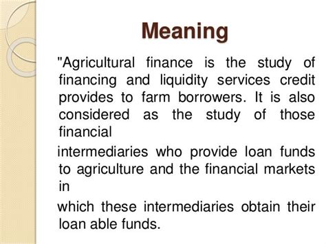 Agriculture Finance