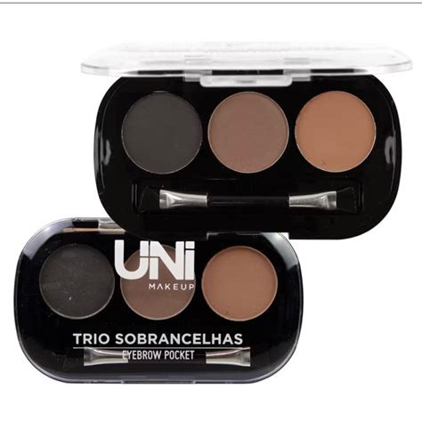Trio sombra para sobrancelha paleta Uni g Nude três cores matte Shopee Brasil