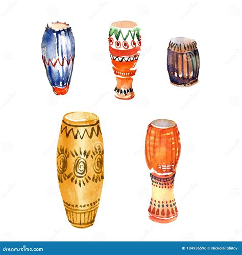 Conjunto De Instrumentos De Percusión Música Tambores Africanos Djembe Conga Con Adornos