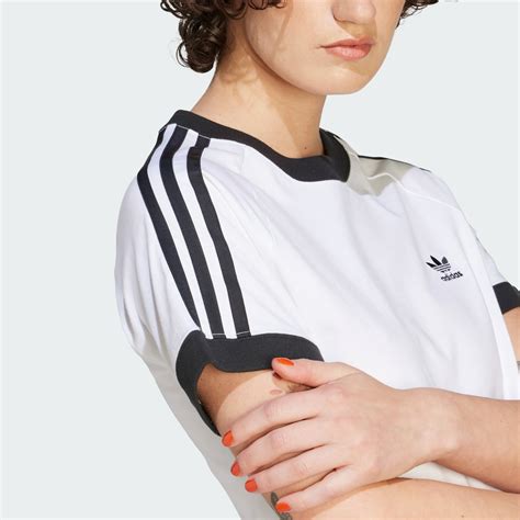 Adidas Adicolor Classics Slim 3 Stripes Tee White Adidas Gh