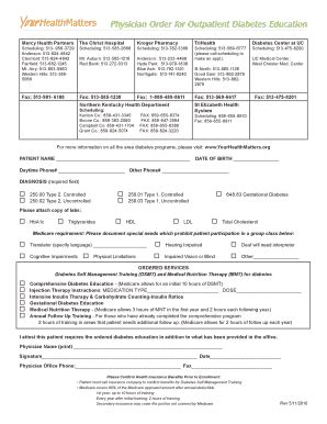 Fillable Online Physician Order For Outpatient Diabetes Education Fax