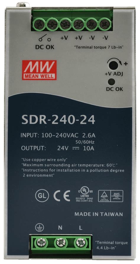 SDR 24V/240W/10A DIN rail power supply units - SDR-240-24