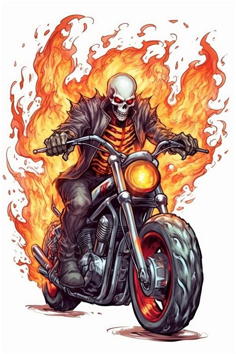 Ghost rider cartoon halloween illustration | Premium AI-generated image