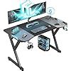 Amazon HLDIRECT 55 Inch Gaming Desk With LED Lights Ergonomic